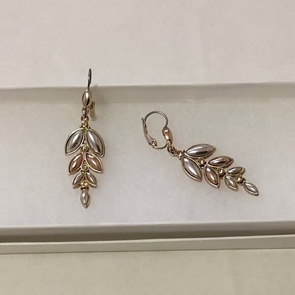 NEW Two Tone Gold Plated Drop Dangle Crystal Earrings Women Jewelry Gifts - Picture 6 of 6